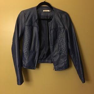Navy leather jacket